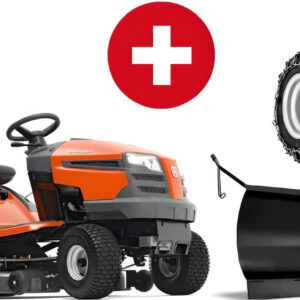Husqvarna TC 138L Winterpaket mit Schneeschild, Gummileiste, Gewicht und Schneeketten – Modell 2025